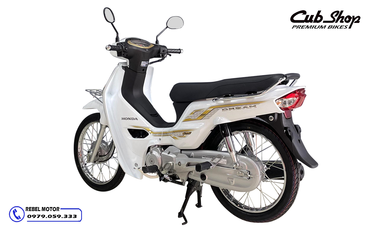 Honda Dream 125 2024 màu trắng sau phải